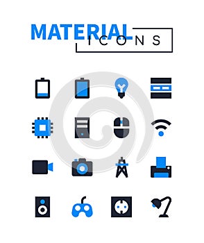 Electronic devices and accessories - flat design style icons set