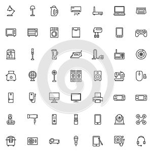 Electronic devices line icons set