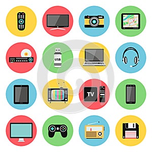 Electronic devices, technology gadgets icons