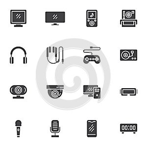 Electronic devices vector icons set,