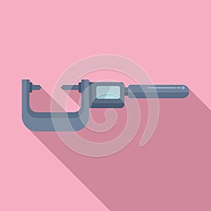 Electronic digital micrometer icon flat vector. Metal exact