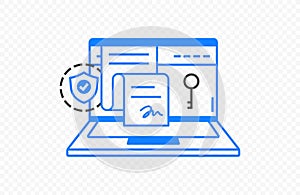 Electronic or digital signature on laptop vector design