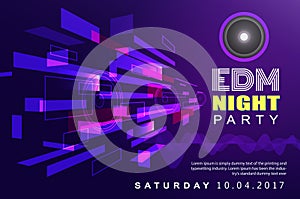 Electronic dj music night party design background poster