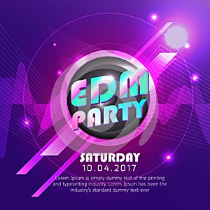 Electronic dj music party design background poster vector