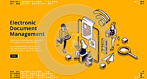 Electronic document management vector banner