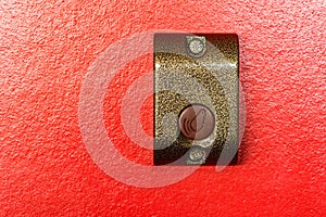 Electronic door lock close up on red