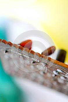 electronic elements of an old used circuit board