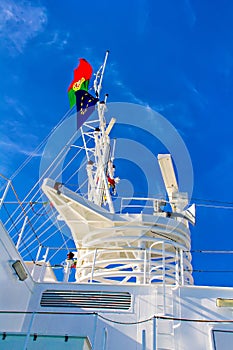 Electronic equipment mast on a cruise ship