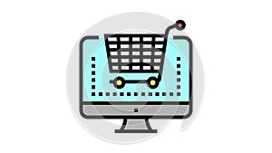 electronic eshopping purchase color icon animation