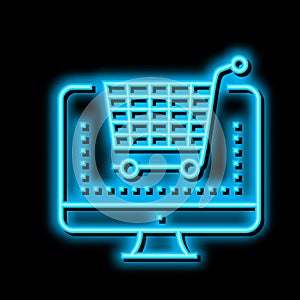 electronic eshopping purchase neon glow icon illustration