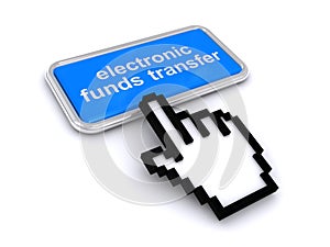 Electronic funds transfer button on white