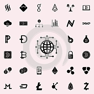 electronic globalization icon. Crypto currency icons universal set for web and mobile