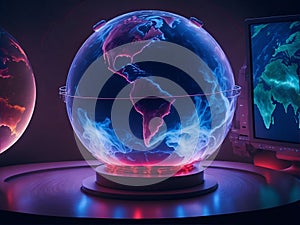 electronic globe, globe hologram.