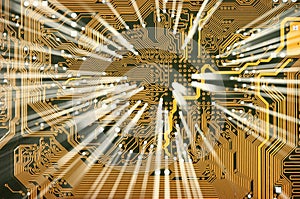 Electronic golden circuit board with shine