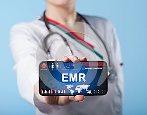 Electronic health record. EHR, EMR. Medicine and healthcare concept