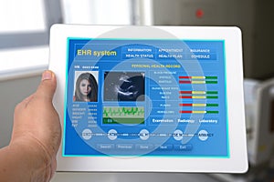 Electronic health record on tablet. photo