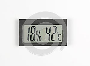 Electronic humidity meter and temperature on white background