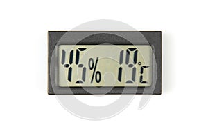Electronic humidity meter and temperature on white background