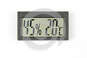 Electronic humidity meter and temperature on white background