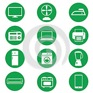 Electronic icon on green and white