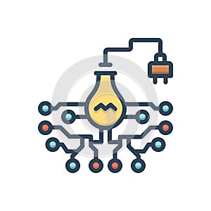Color illustration icon for Electronic, technology and circuits