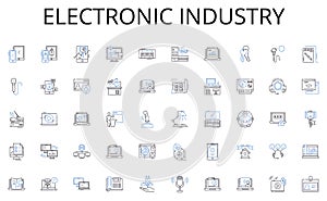 Electronic industry line icons collection. Collaboration, Creativity, Skill-building, Innovation, Information, Education