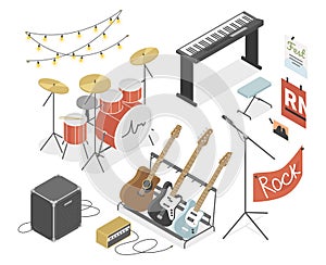 Electronic instruments - modern vector colorful isometric illustrations set