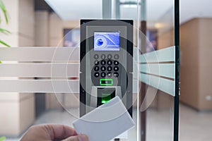 Electronic  key card and finger scan