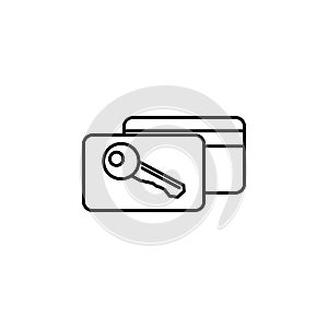 electronic key in the hotel icon. Element of otel and motels for mobile concept and web apps. Thin line icon for website design an
