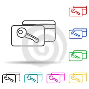 electronic key in the hotel multi color style icon. Simple thin line, outline vector of hotel icons for ui and ux, website or