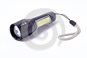 electronic led flash light on white background