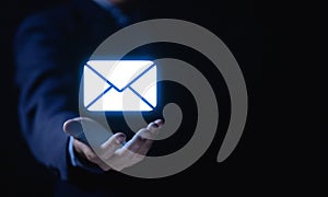 electronic mail concept is online communication on the Internet network Receiving and sending information or messages in digital