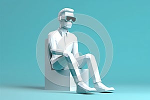 electronic man goggles gadget headset technology vr digital futuristic cyber glasses. Generative AI.