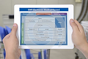 Electronic medical record application on digital tablet screen i