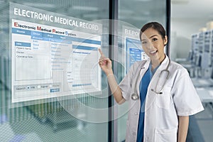 Electronic medical record system show on transparent display on photo