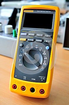 Electronic multimeters on the table