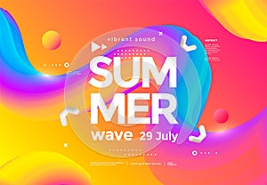 Electronic music fest summer wave party poster