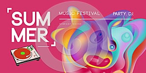 Electronic music fest summer wave poster. Club party flyer. Abstract gradients waves music background