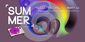 Electronic music fest summer wave poster. Club party flyer. Abstract gradients waves music background