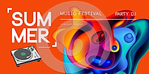 Electronic music fest summer wave poster. Club party flyer. Abstract gradients waves music background