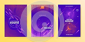 Electronic Music Flyers. Techno Dance Cover. Gradient Wave Circle.