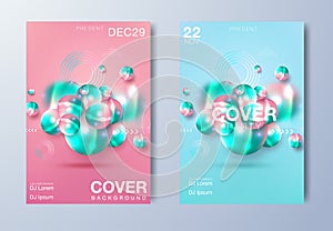 Electronic music poster. Modern club party flyer. Abstract gradients music background. Summer fest vector cover