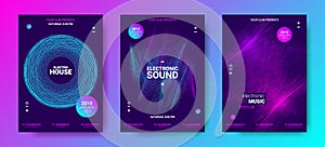 Electronic Music Posters with Sound Amplitude. photo