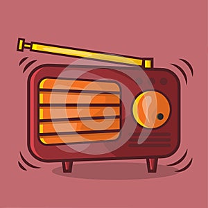 Electronic old radio vector illustration in flat style