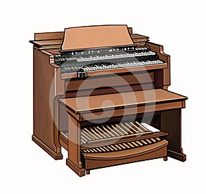 Electronic organ, keyboard musical instrument, photo