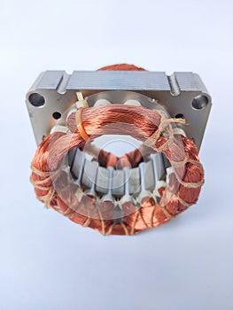 Electronic parts of electrical equipment. The copper coil functions as a dynamo for generating electric magnetic power