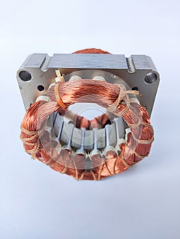 Electronic parts of electrical equipment. The copper coil functions as a dynamo for generating electric magnetic power