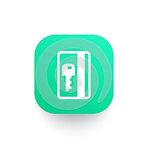 Electronic pass, card key icon
