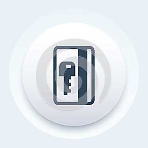 Electronic pass icon, card key vector sign