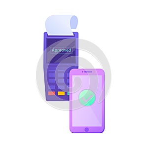 Electronic payment with paying by acquiring machine and connected phone